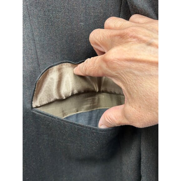 Oscar de la Renta Blazer Jacket Mens 48L Gray Herringbone 100% Wool Classic Fit - Picture 11 of 12